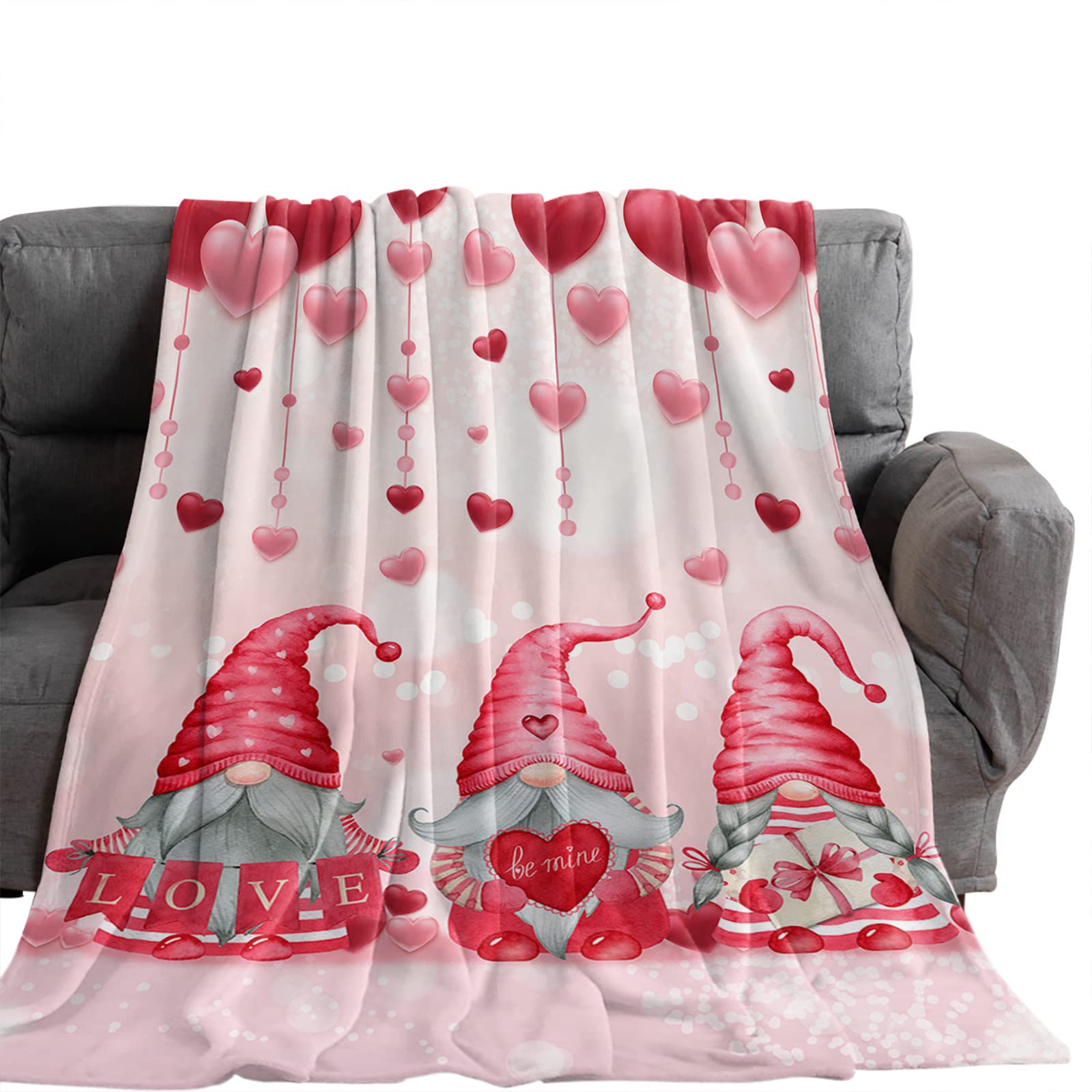 Soft Flannel Fleece Blanket - Cute Dwarfs on Pink Cozy Microfiber Throw for Valentine's Day | Warm Plush Fuzzy Bedspread for Women, Men, Kids | Perfect for Couples Gifts, Bedroom Decor, Sofa Snuggling & Winter Comfort