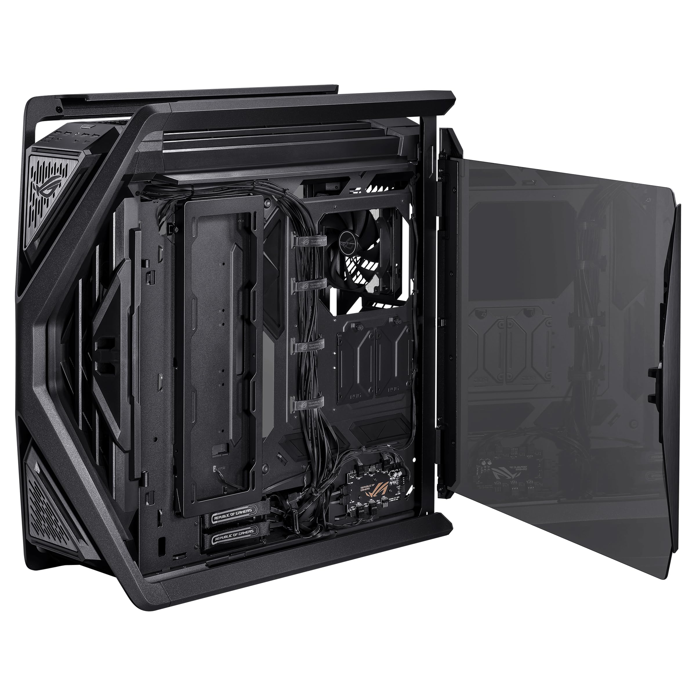 ROG Hyperion GR701 BTF Edition E-ATX Gaming PC Case with BTF Connectors - Supports 420mm Radiators, Includes 4x 140mm Fans & ARGB Fan Hub, 60W Fast Charging - Perfect for High-End Gaming Rigs & Custom Water Cooling Builds