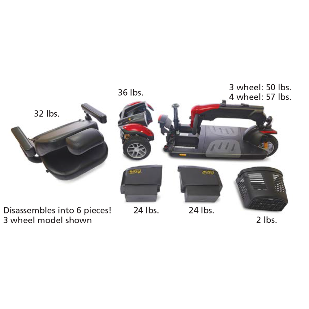 Golden Technologies BuzzAround LX 3-Wheel Travel Scooter - Lightweight Mobility Scooter for Adults & Seniors - Perfect for Shopping, Travel & Outdoor Activities