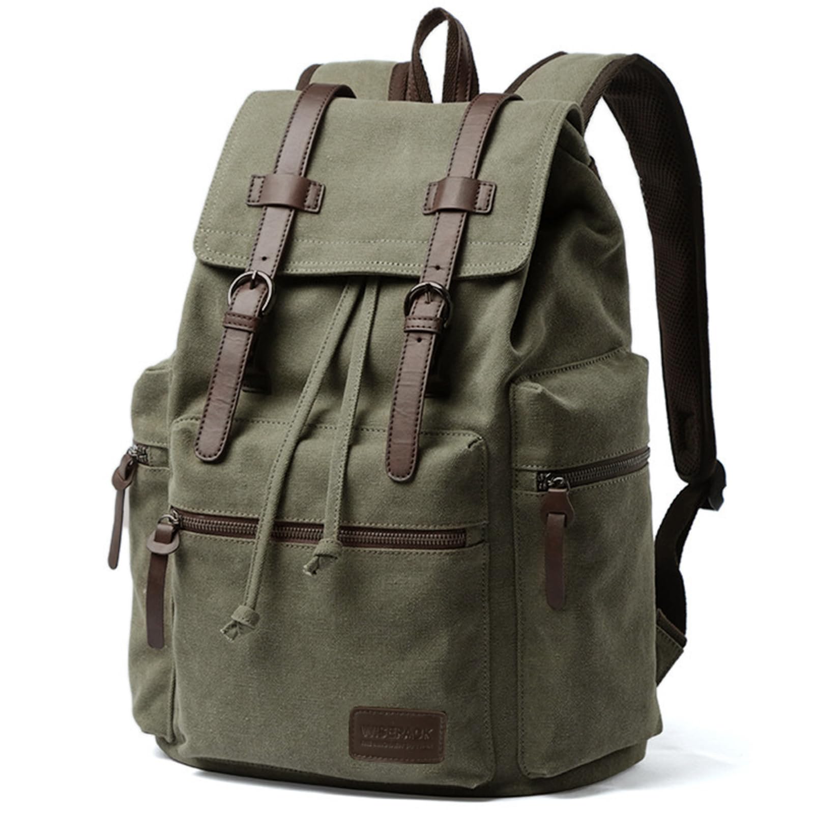 Vintage Canvas Backpack for Men & Women - Water Resistant Lightweight Daypack, 14 Inch Laptop Rucksack for College, Travel, Hiking & School - Green Casual Bookbag | Perfect for Commuting, Campus Life & Outdoor Adventures