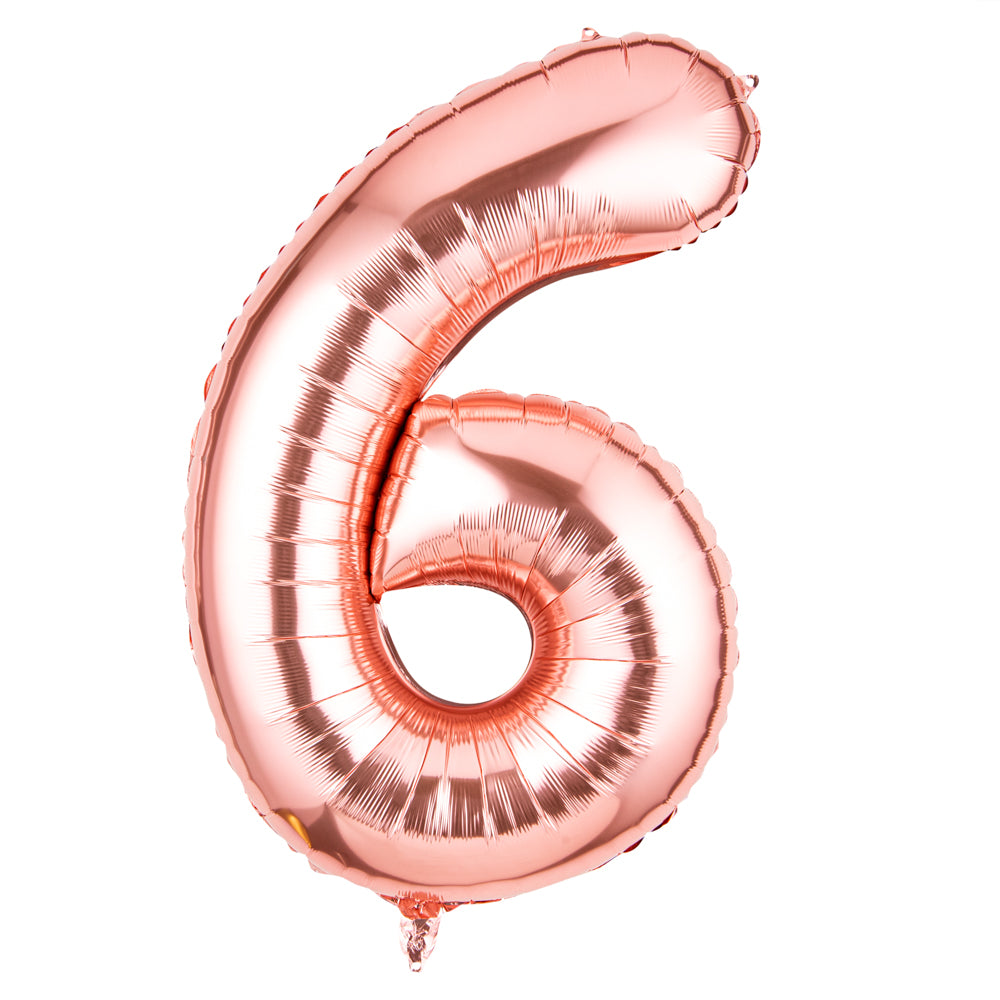 Balloonify Rose Gold Mylar Number 6 Balloon - 40 Inch Large Foil Balloon for Birthday Party Decorations, Baby Showers & Anniversary Celebrations (1 Count)