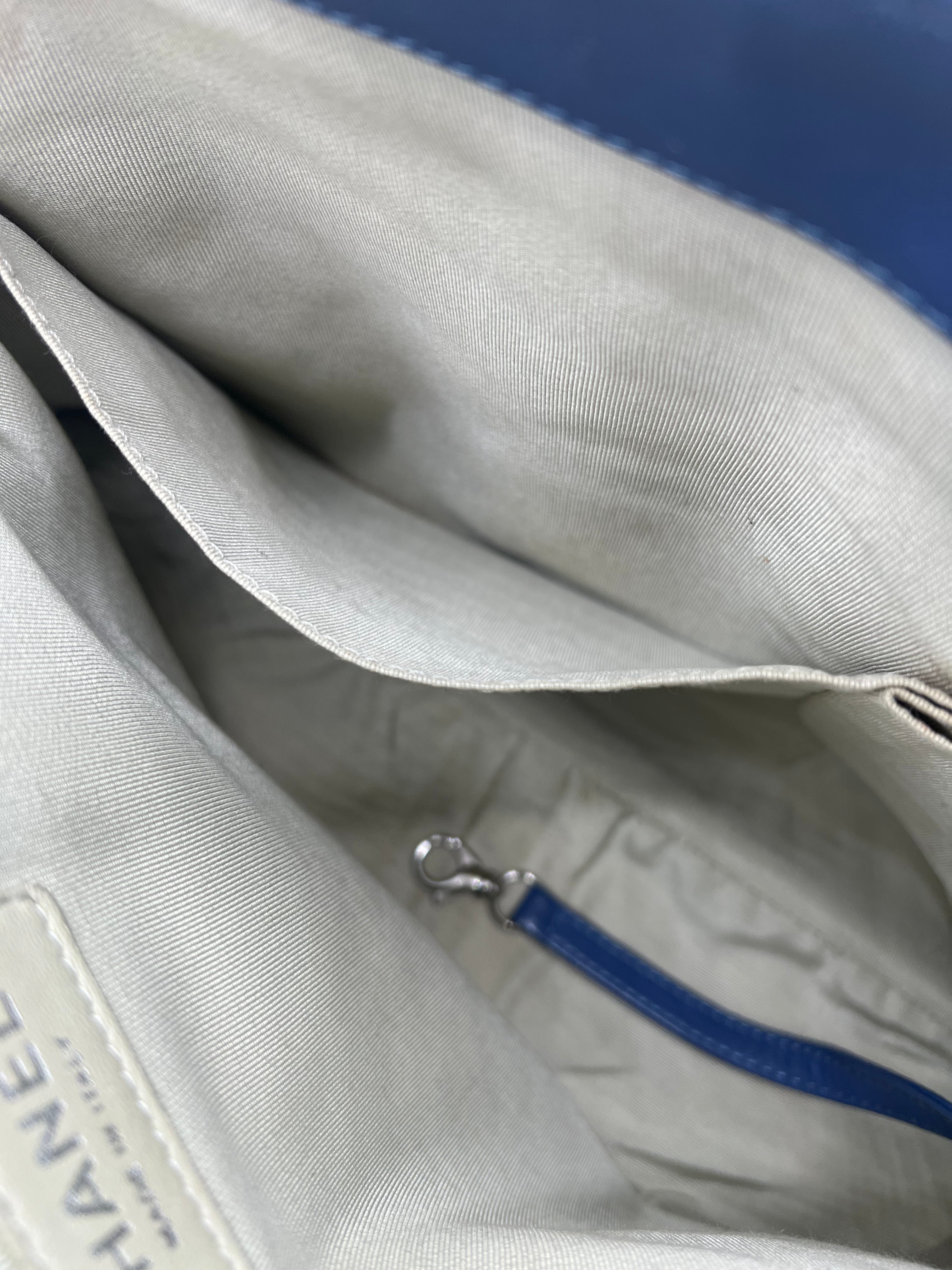 Chanel Vintage 2011-2012 Blue Washed Lambskin Leather Maxi Flap Bag with Chain Strap - Luxury Shoulder Bag for Women, Perfect for Date Night & Special Occasions
