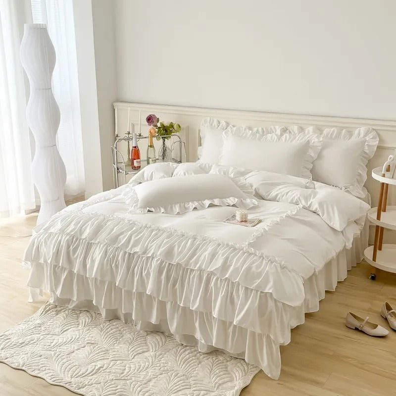 Luxury Ruffled Duvet Cover Set - Soft Bedding Collection for Master Bedroom & Guest Room - Perfect for Cozy Nights & Elegant Home Decor