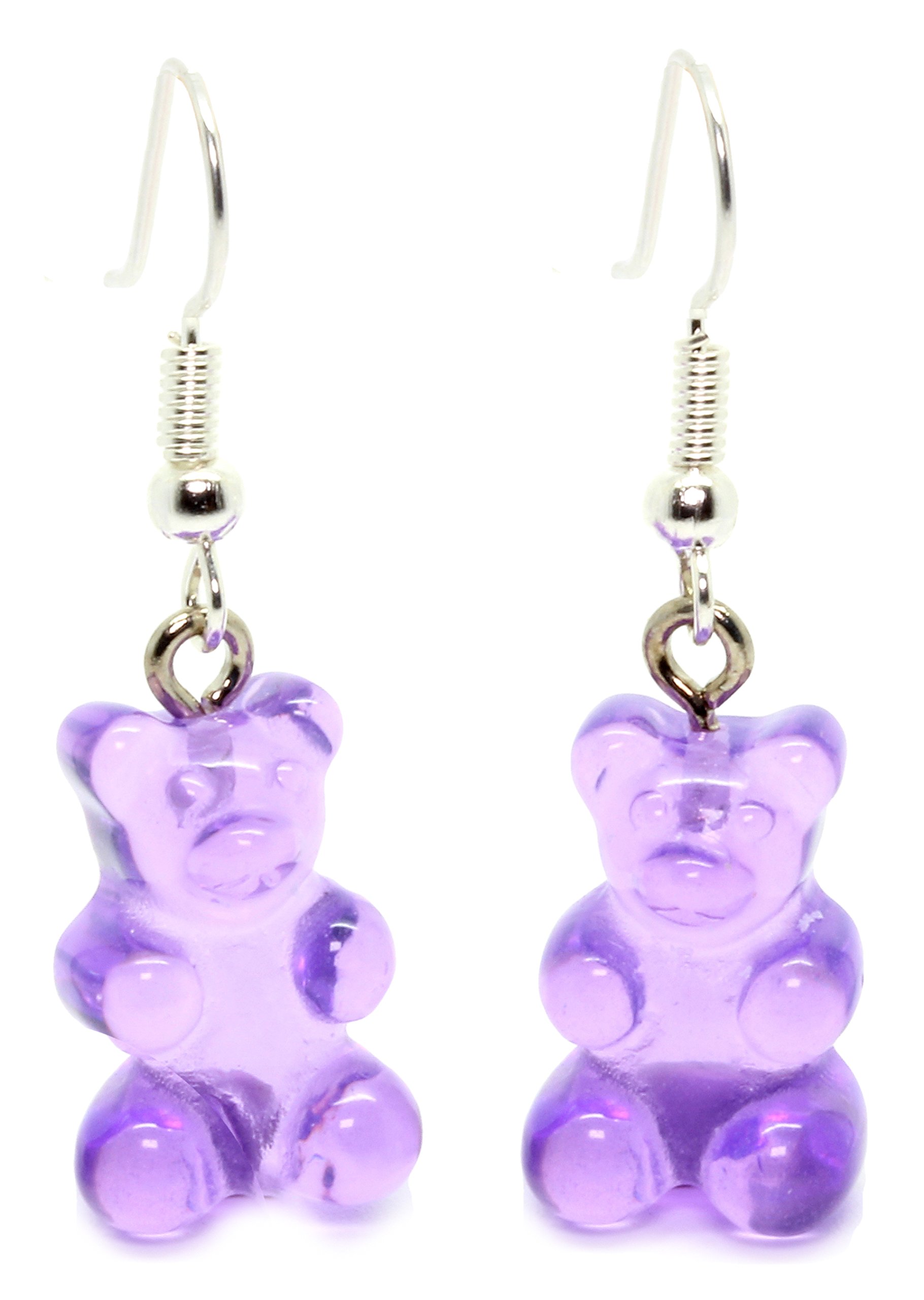 Bluebubble MY SWEET SHOP Purple Gummy Bear Dangle Earrings - Fun Candy-Inspired Jewelry Gift for Women | Perfect for Parties, Costumes & Sweet Lovers