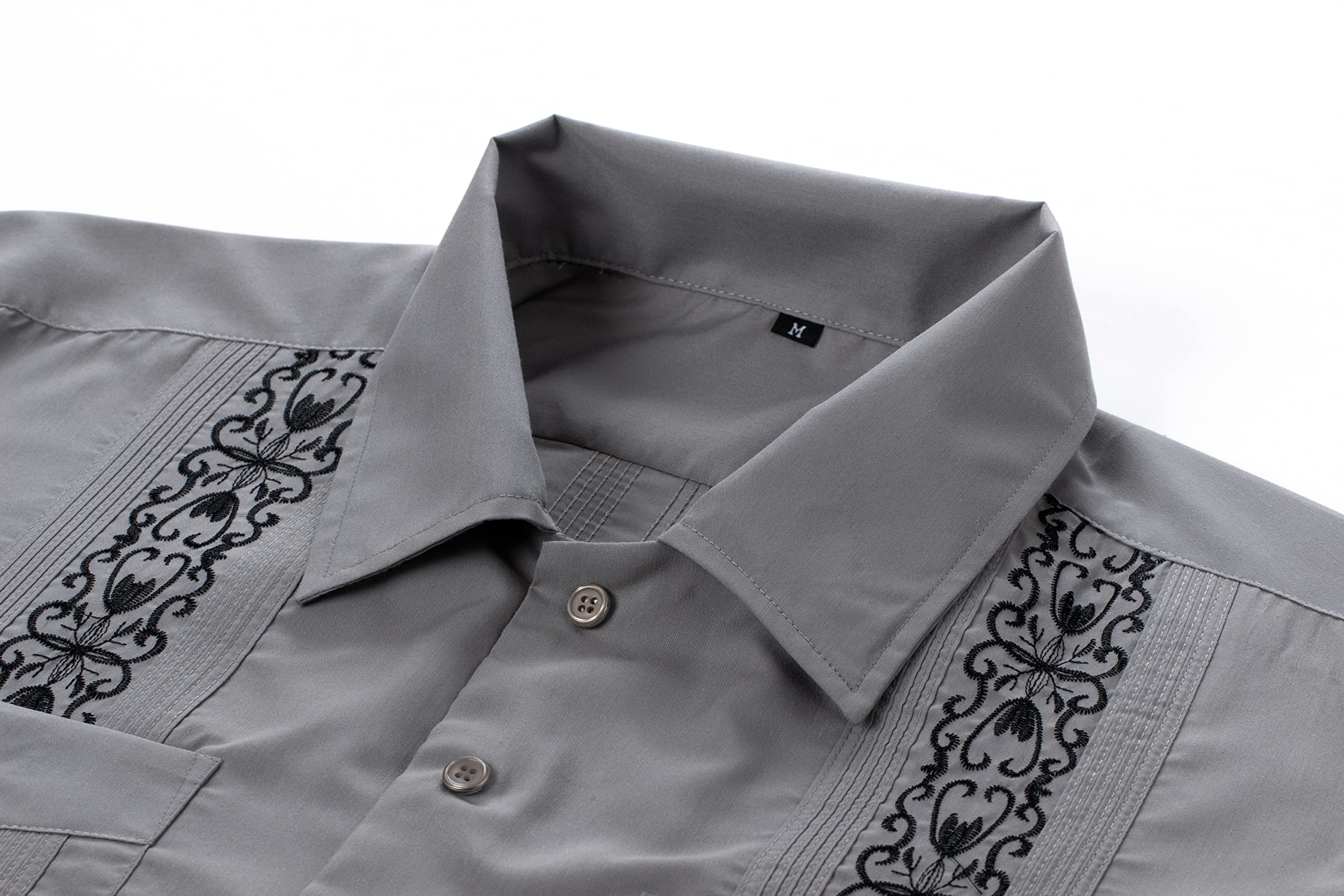 Men's Guayabera Shirts - Short Sleeve Casual Button Down Shirts for Summer | Breathable Linen Blend, Relaxed Fit | Perfect for Beach Weddings, Vacations & Tropical Outings