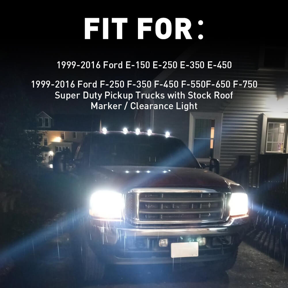 Smoked Lens White LED Truck Cab Light - Compatible with 1999-2016 Ford E150-E450 & F250-F750 Super Duty Pickup Trucks | Durable Interior Lighting for Night Driving & Off-Road Adventures
