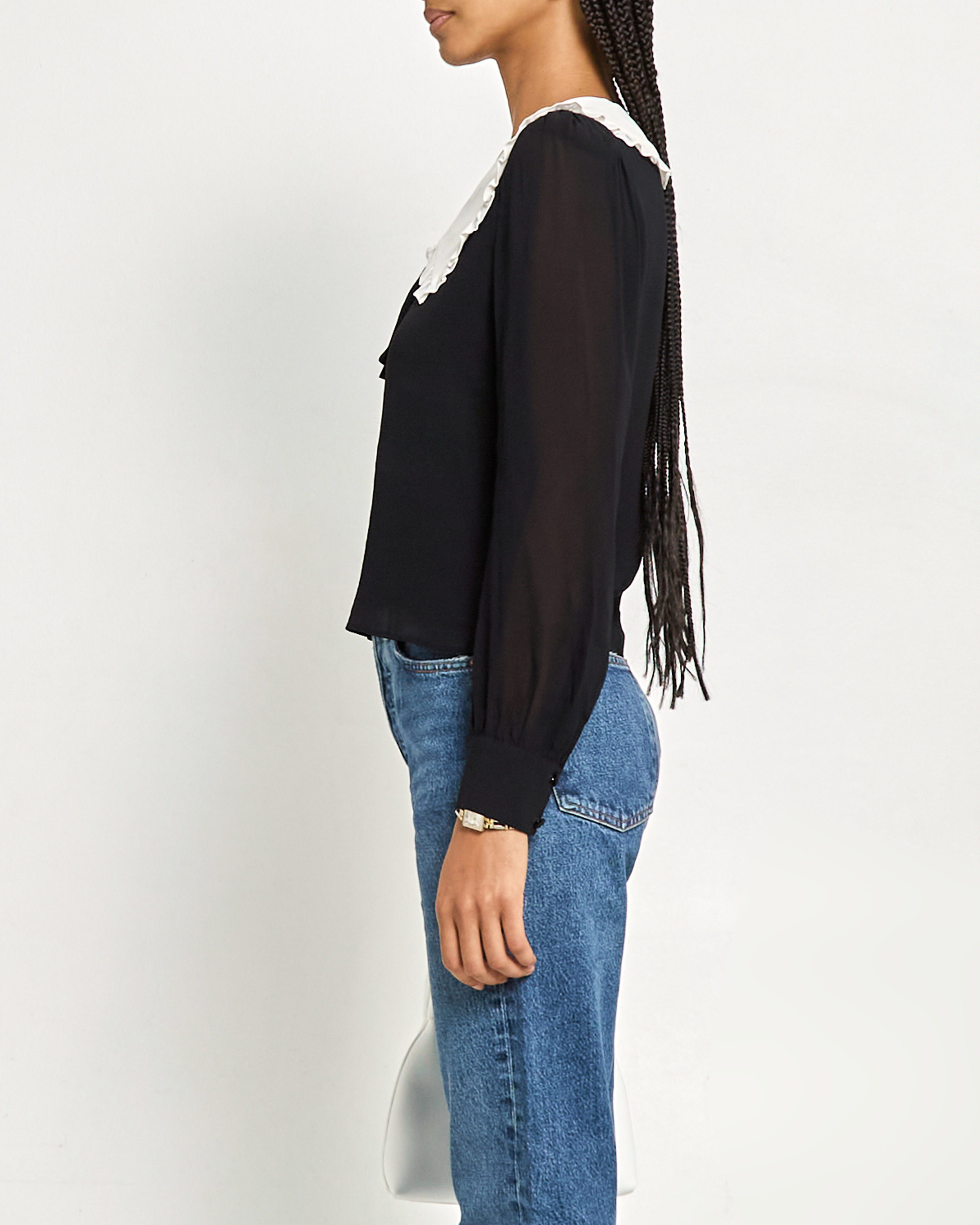 Faline Women's Black Top K24Wtpi0620G - Stylish Casual Blouse for Work, Date Night & Everyday Wear