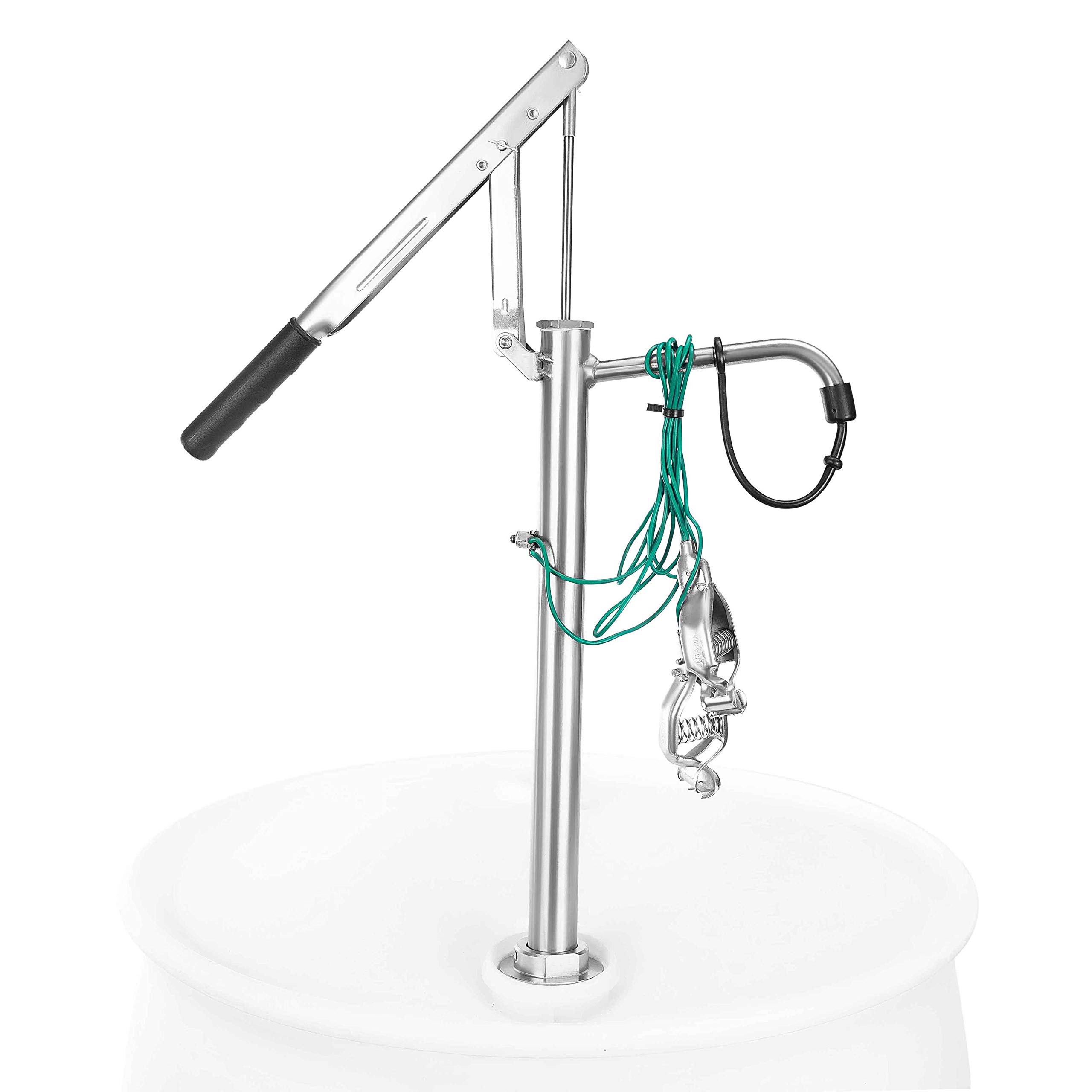 Groz 44148 Manual Safety Pump for 15-55 Gallon Drums | Stainless Steel Lever Action Hand Pump | Ideal for Chemical Transfer, Oil Dispensing & Industrial Liquid Handling