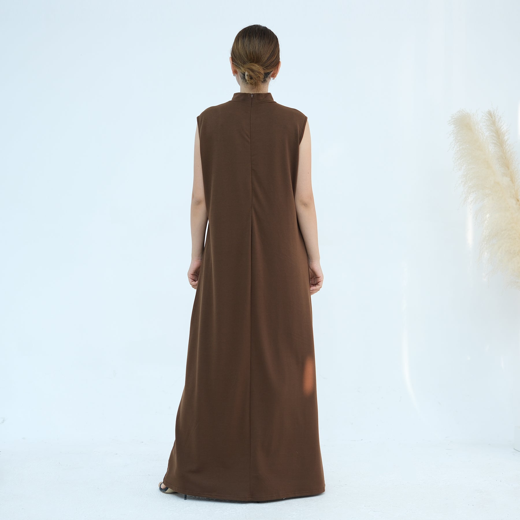 Jojo 3-Piece Modal Abaya Set - Soft & Comfortable Prayer Dress for Women - Brown | Perfect for Prayer, Mosque, and Special Occasions