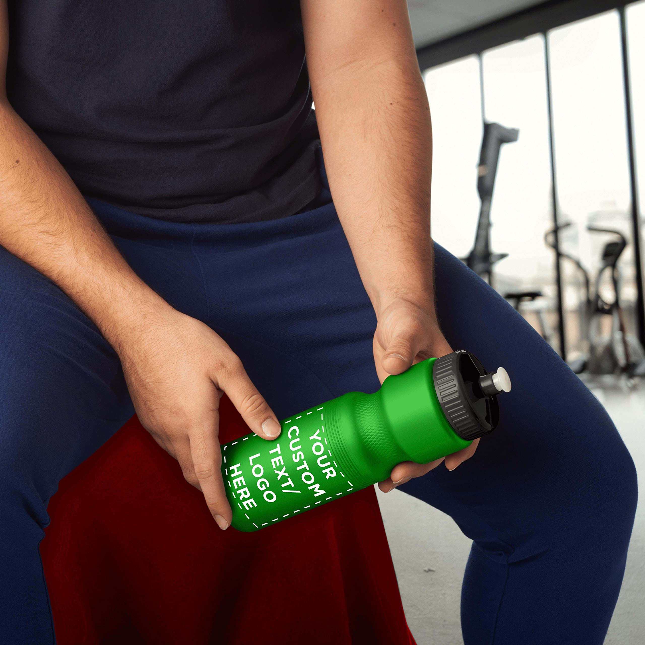 28 oz Custom Push Cap Plastic Water Bottles - Bulk Pack of 50 - Personalized Neon Green Water Bottles for Gym, Hiking, Camping & Outdoor Sports - Ideal for Team Events, Corporate Gifts & Promotional Giveaways
