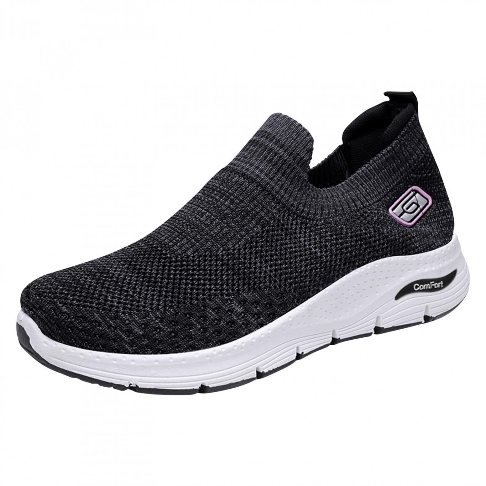 GOGOTY Women's Orthopedic Walking Shoes with Arch Support - Slip-On Air Cushion Comfort Knit Sneakers for Work, Travel & Everyday Wear - Elegant Formal Casual Shoes for Women