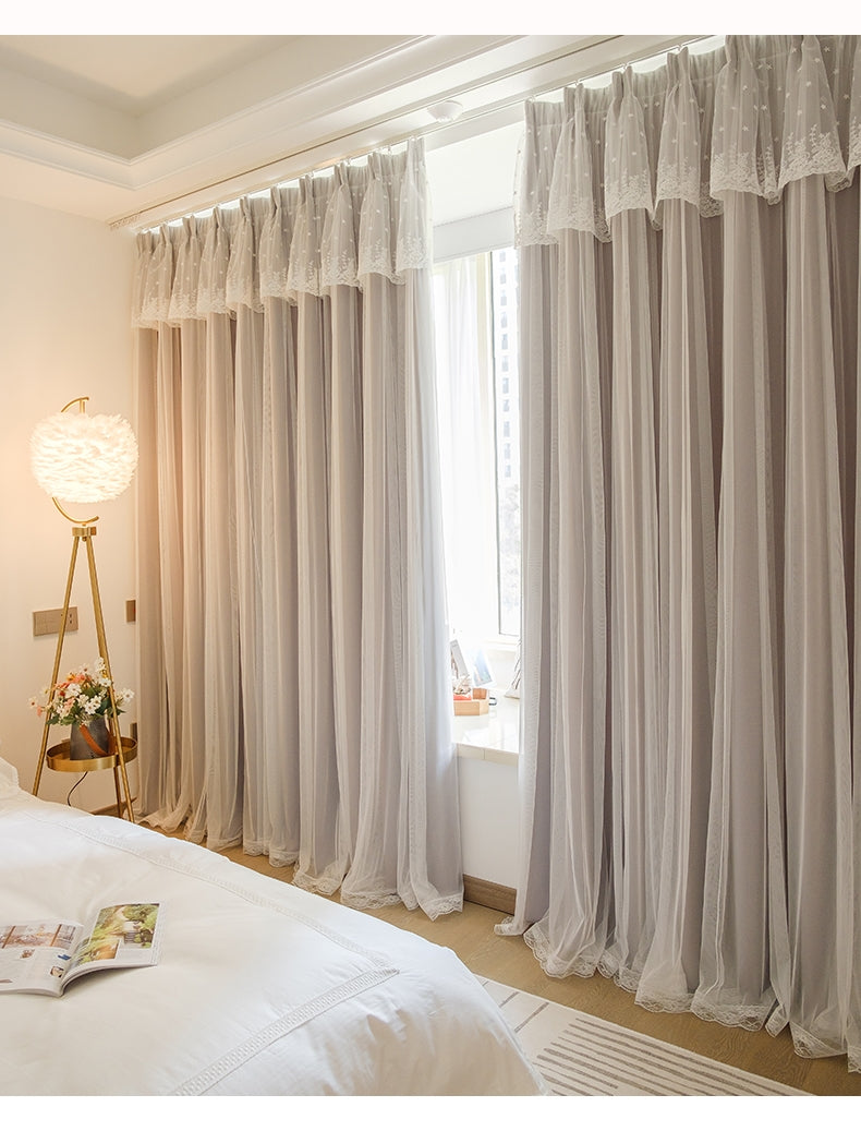 McKenna Two-Layer Tulle Blackout Curtains for Bedroom - Custom Room Darkening Window Drapes for Better Sleep & Light Control