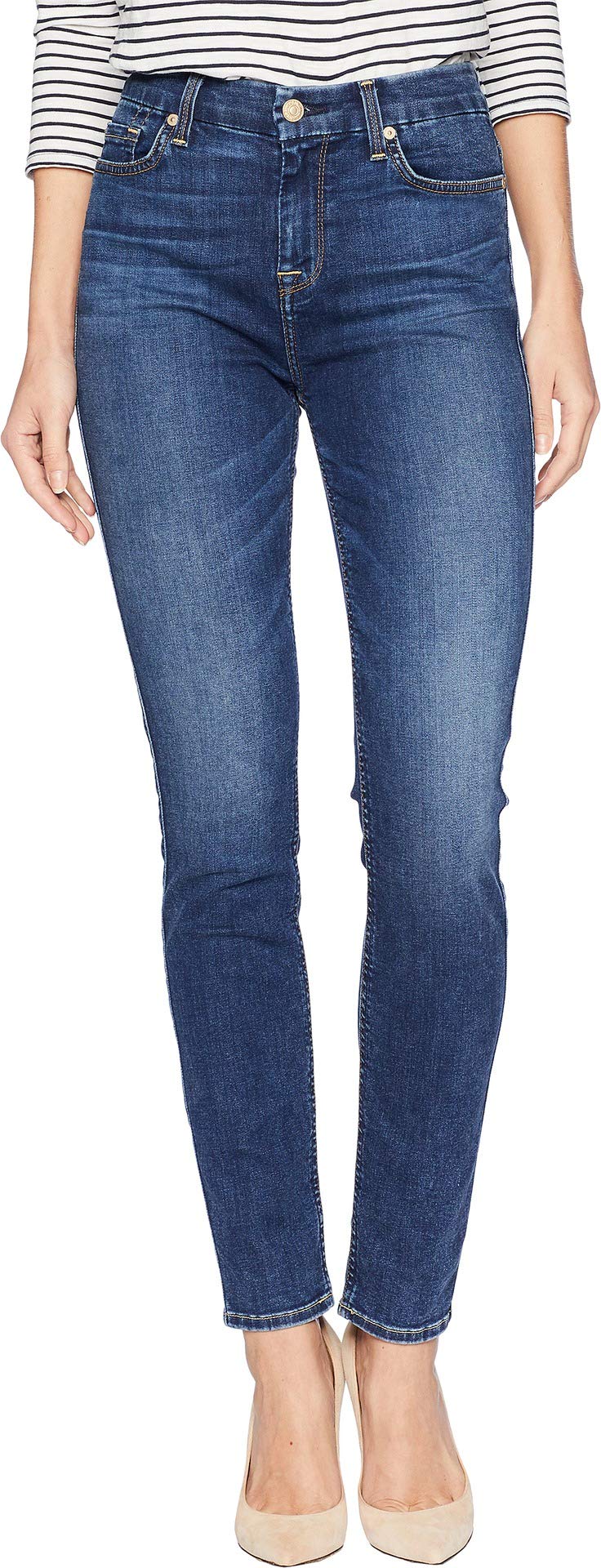 7 For All Mankind B(Air) High-Waisted Ankle Skinny Jeans in Echo Bair Echo - Women's Stretch Denim Pants for Casual Wear & Night Out
