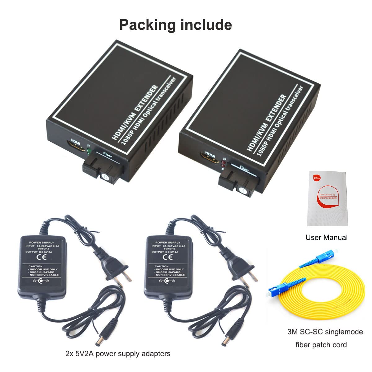 HDMI Over Fiber Optic Extender Adapter - SC Singlemode (20Km) & Multimode (500M) Media Converter Pair - Perfect for Long-Distance AV Transmission in Home Theaters, Conference Rooms & Digital Signage