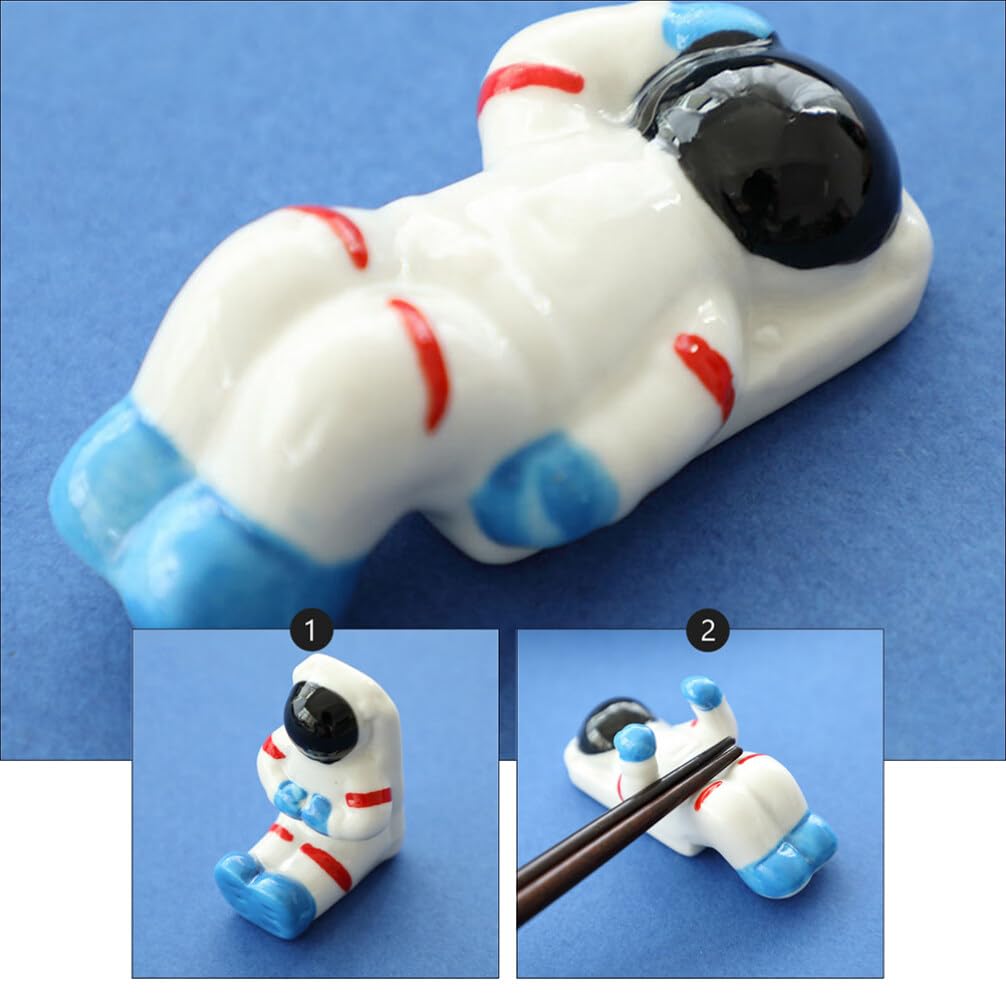 PRETYZOOM 3-Piece Ceramic Chopstick Holder Set - Spaceman Design Chopstick Rest Stand for Dining Table, Sushi, Asian Cuisine & Cake Decorating - Stylish Kitchen & Tableware Accessories