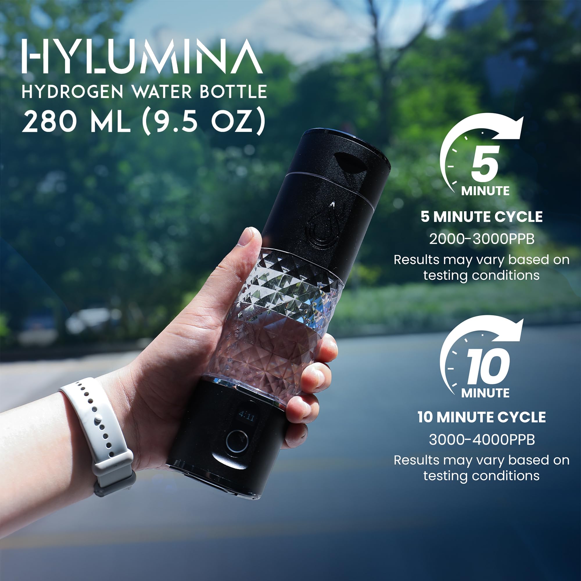 Premium SPE/PEM Hydrogen Water Bottle Generator with OLED Display – 4000ppb Hydrogen Infused Water for Enhanced Hydration – Rechargeable Portable Hydrogen Water Machine (9.5oz) – Perfect for Gym, Travel & Daily Wellness