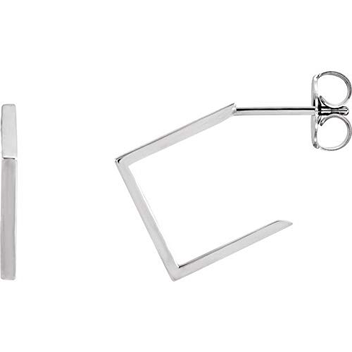 Sterling Silver 15.76mm Geometric Hoop Earrings for Women - Minimalist Dainty Everyday Jewelry, Perfect for Work, Date Night & Gifts