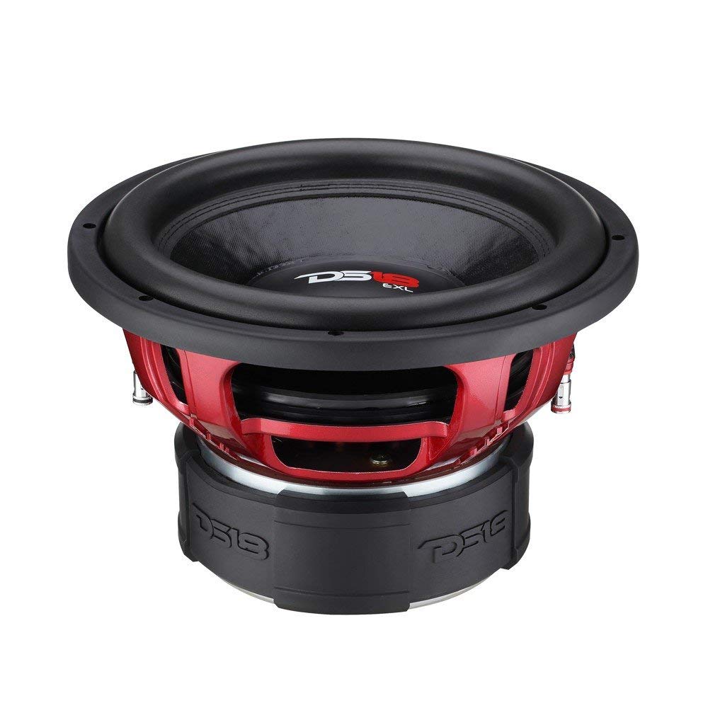 DS18 EXL-X12.4D 12-Inch Car Subwoofer Speaker - 2500W Max Power, 1250W RMS, Dual 4 Ohm Voice Coil, Fiber Glass Dust Cap & Red Aluminum Frame - Premium Bass for Car Audio Systems, Home Theater, and DJ Setups