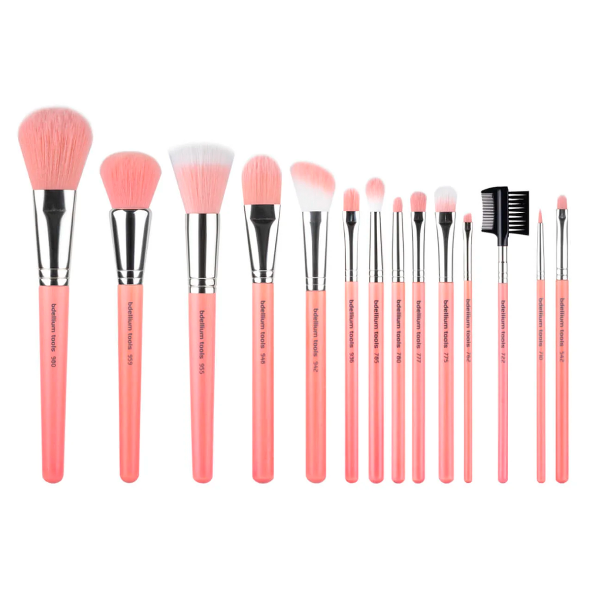 Pink Bambu 14-Piece Complete Makeup Brush Set with Roll-Up Pouch - Perfect for Professional Artists & Travel Makeup Kits