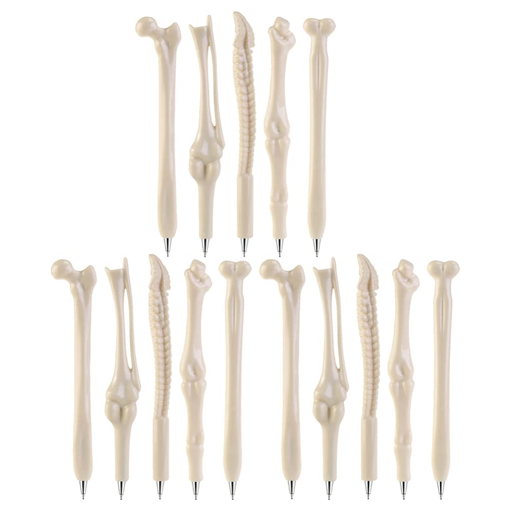 Cabilock 15pcs Halloween Skull Ballpoint Pens Set - Creative Bone Design Writing Pens for Students, Office & School Supplies - Perfect for Spooky Season, Gift Giving & Halloween Party Favors