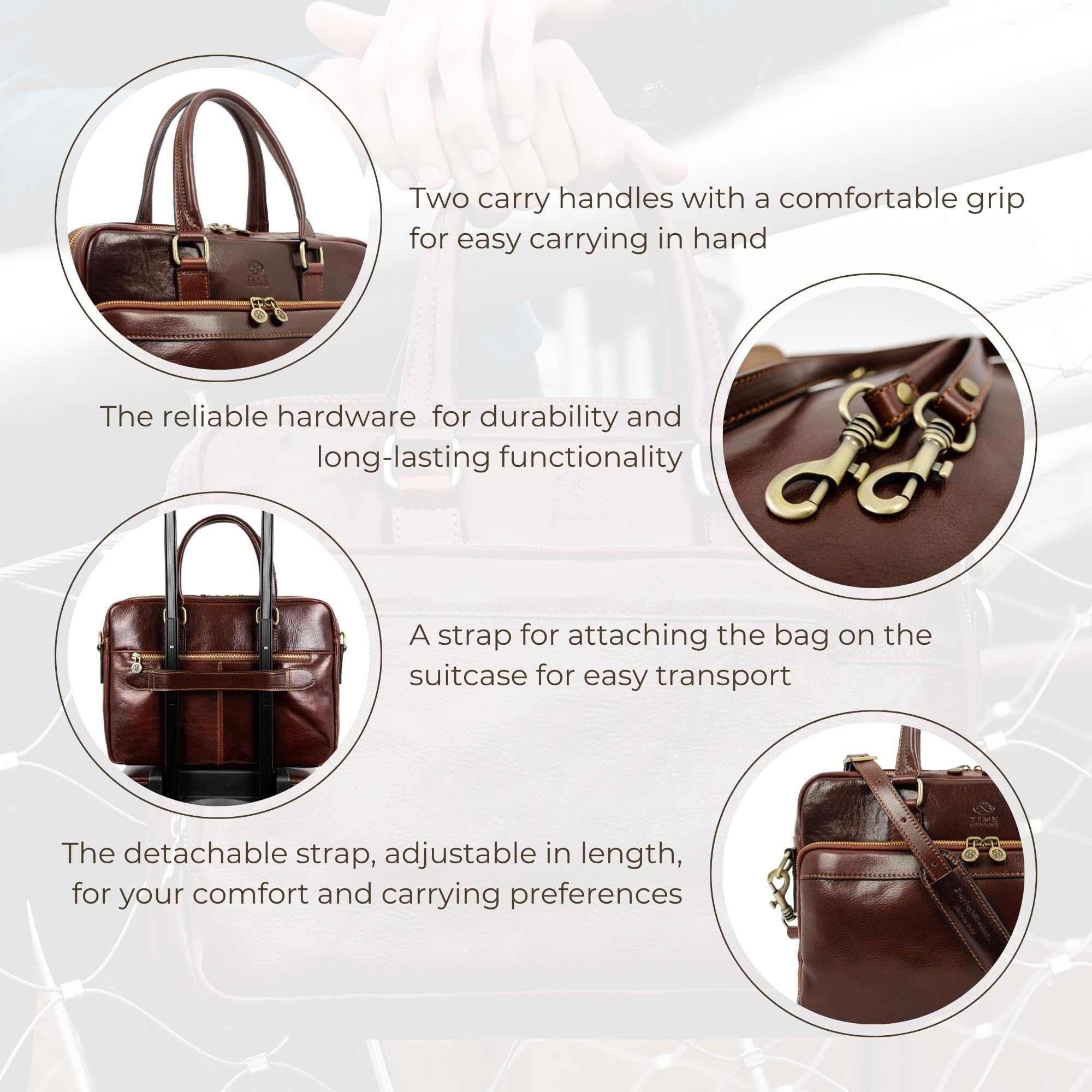 Premium Italian Handmade Leather Briefcase - Durable Time-Resistant Laptop Bag for Men & Women - Business Computer Bag for Office, Travel & Professional Meetings