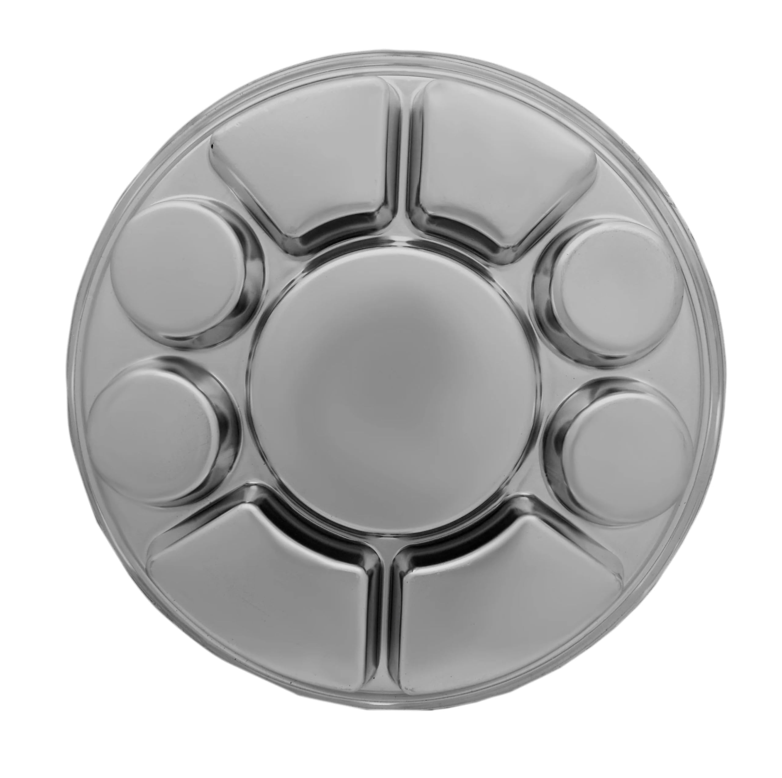 200 Pack 9-Compartment Silver Thali Plates for Parties, Catering & Indian Cuisine - Elegant Serving Trays for Weddings, Festivals & Large Gatherings