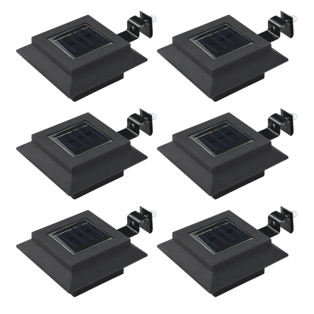 6-Pack Black Outdoor Solar LED Square Lamps (4.7 Inch) - Waterproof Garden Pathway Lights for Patio, Yard, and Driveway Decoration