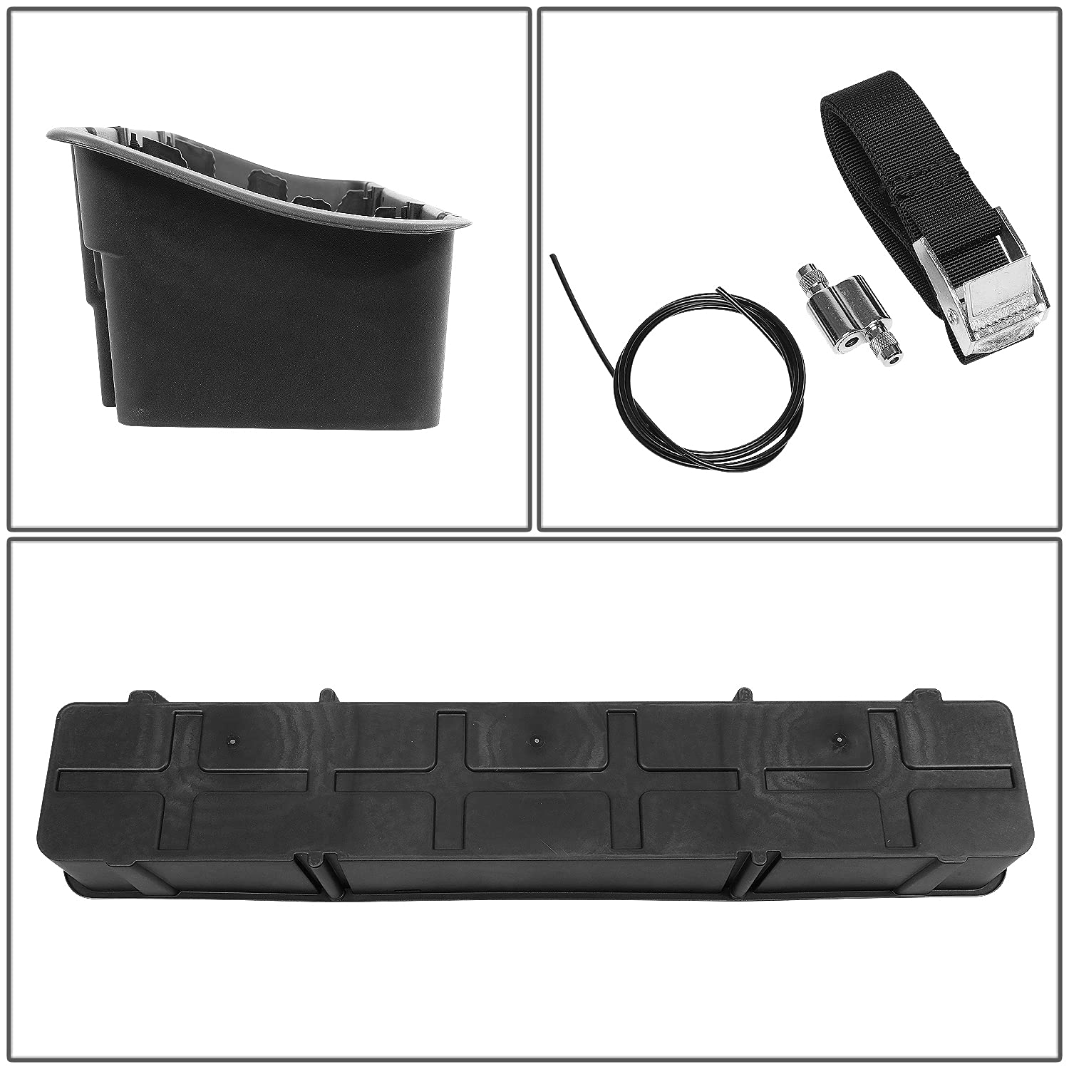 DNA MOTORING Under Seat Storage Box for 2015-2024 Ford F150, 2017-2024 F250 SD & F350 SD Crew Cab Pickup Trucks - Back Seat Organizer (SBOX-003) - Perfect for Road Trips, Camping Gear & Truck Accessories Storage
