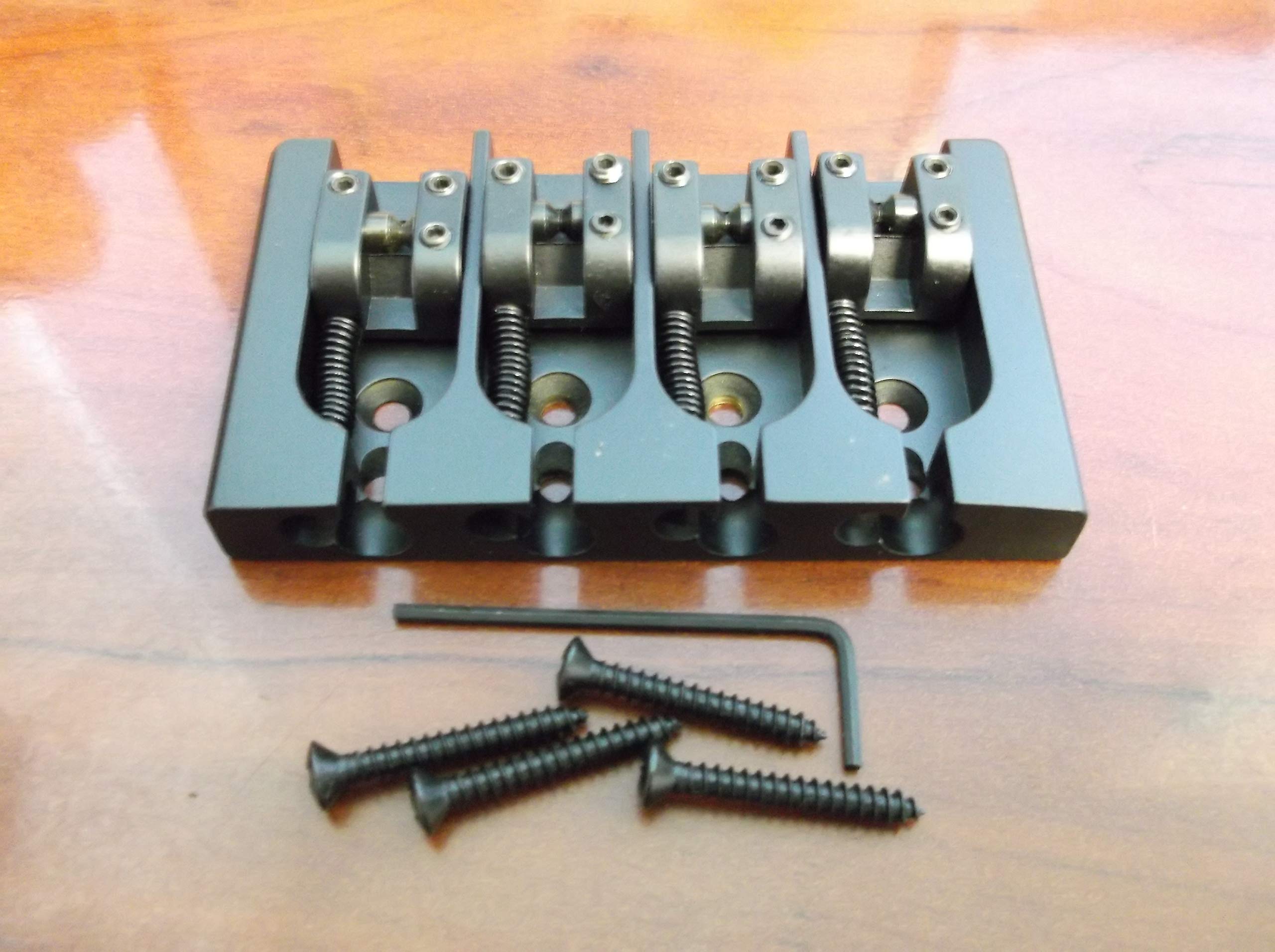 Hipshot 4-String A Style Brass Bass Guitar Bridge - Black Finish, .718