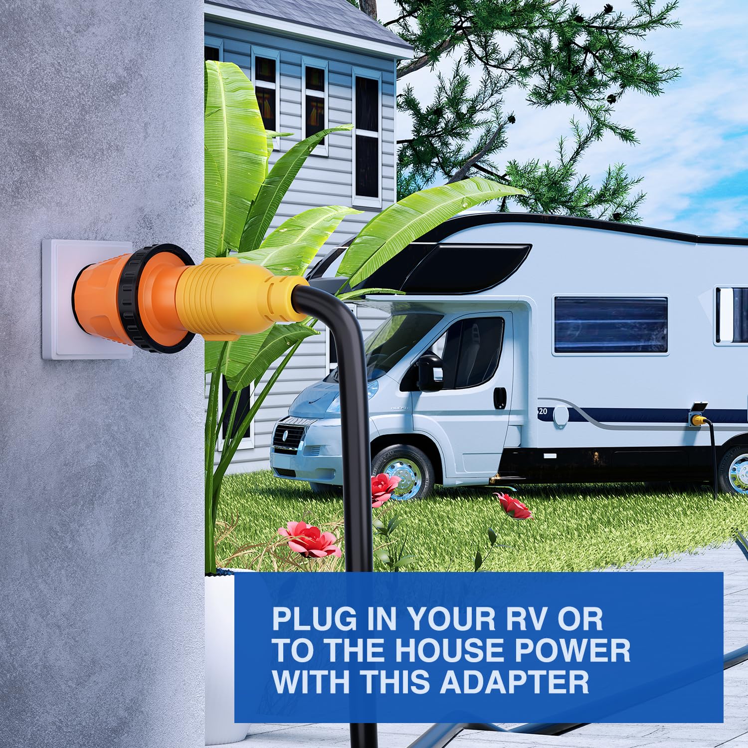 50Amp Male to 30Amp Female RV Power Adapter Cord - Twist Lock Connector for RV, Camper, Travel Trailer & Generator Power Transfer