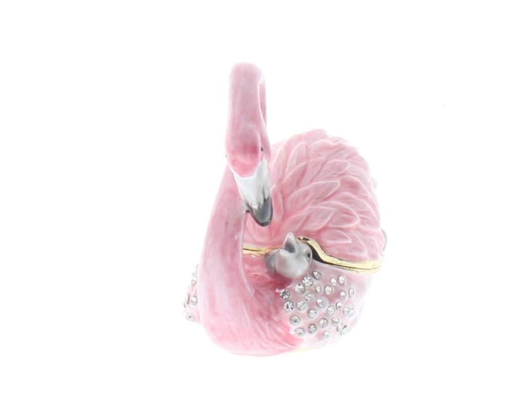 Flamingo with Baby Trinket Box - Handmade Collectible Figurine for Home Decor, Gift & Keepsake | Perfect for Nursery, Wedding Favors & Souvenirs
