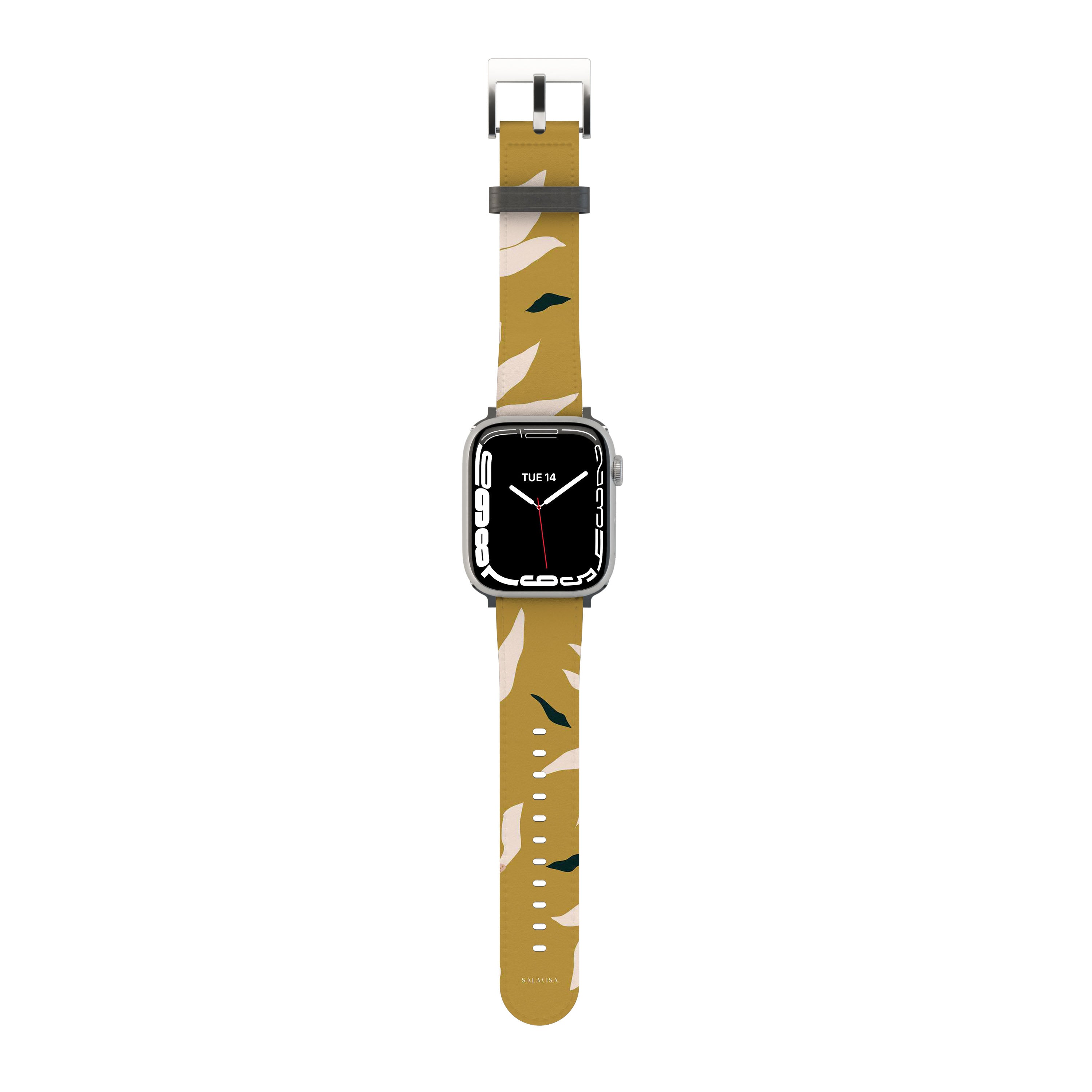 Burnt Yellow Floral Apple Watch Band - Soft Silicone Strap for Apple Watch Series 8/7/6/5/4/SE, Stylish & Comfortable for Women & Men - Perfect for Workouts, Running, Gym & Everyday Wear