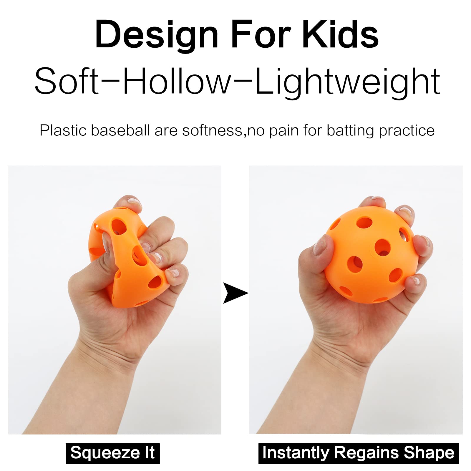 6/12 Pack Hollow Airflow Soft Plastic Baseballs for Kids - 9 Inch Practice Balls for Hitting, Sports Training & Backyard Games - Indoor/Outdoor Use for Baseball, Softball & Backyard Fun