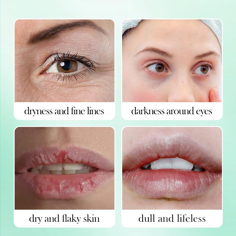Aloe Vera Collagen Soothing Eye Mask & Moisturizing Lip Mask Set - 10 Pairs (9g Each) for Dark Circles, Wrinkles & Dry Lips - Perfect for Spa Night, Travel & Self-Care Routine