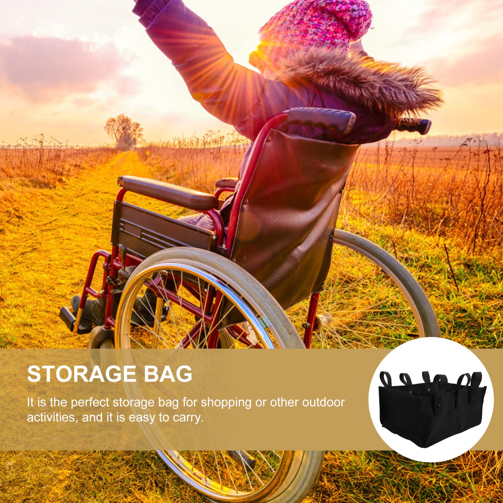 Wheelchair Storage Bag Organizer - Large Capacity Pouch for Purse, Handbag & Outdoor Use - Durable Oxford Cloth with Sunglass Strap (Ideal for Travel, Daily Commute & Mobility Accessories)