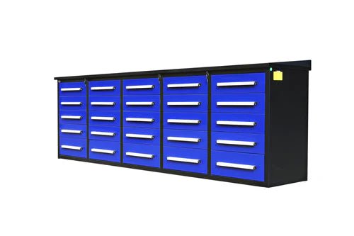 10 FT Heavy Duty Steel Garage Workbench with 15/20/25/35 Drawers - Industrial Storage Table for Workshop, Garage & Home DIY Projects