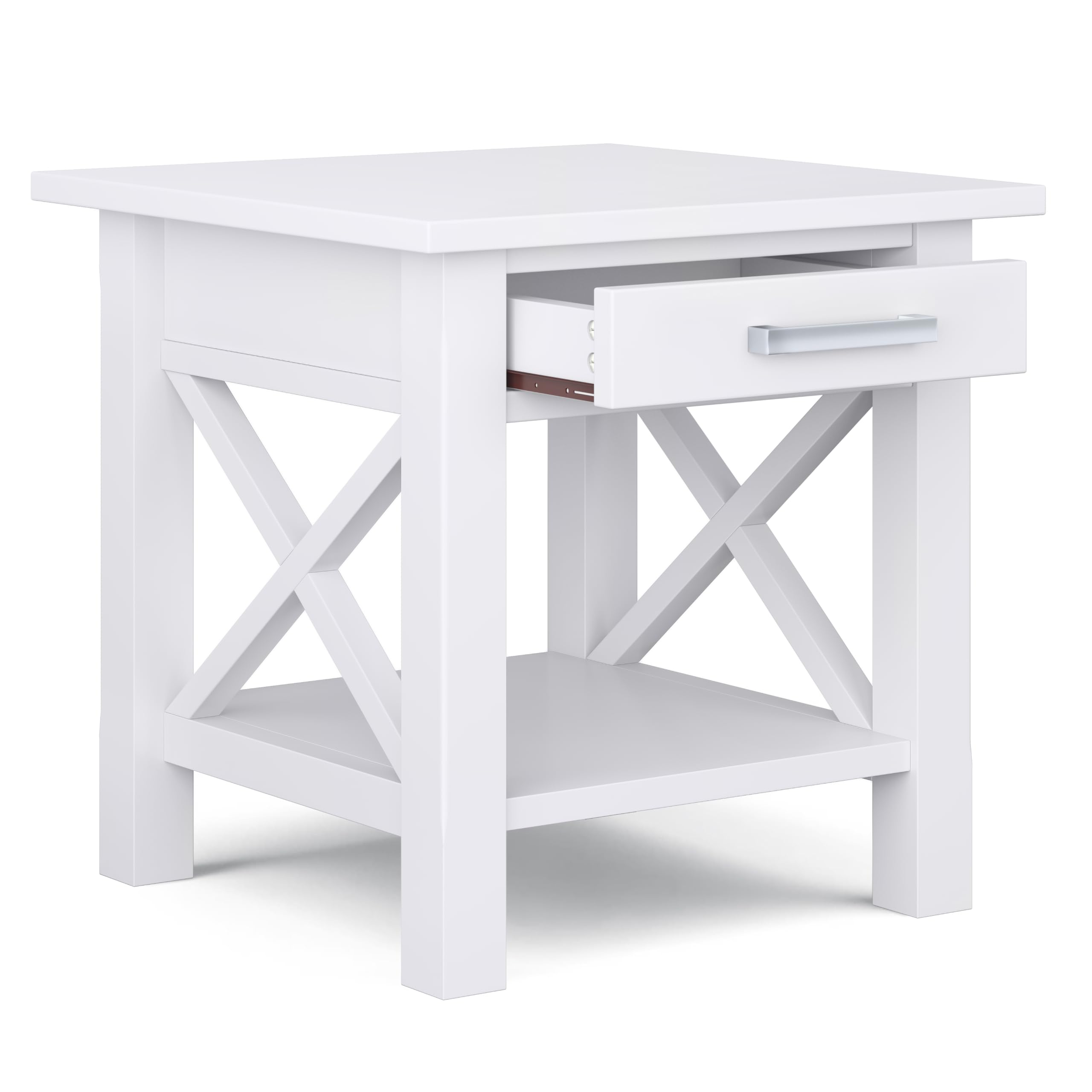 SIMPLIHOME Kitchener 21-inch Solid Wood Square End Table - Modern White Nightstand for Living Room, Bedroom & Office - Perfect for Holding Lamps, Books & Decor