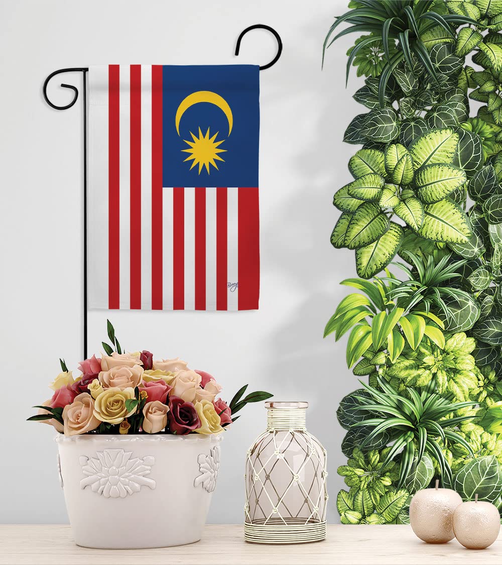 Breeze Decor Malaysia Garden Flag Set - Double-Sided Yard Banner for Home & Garden Decor