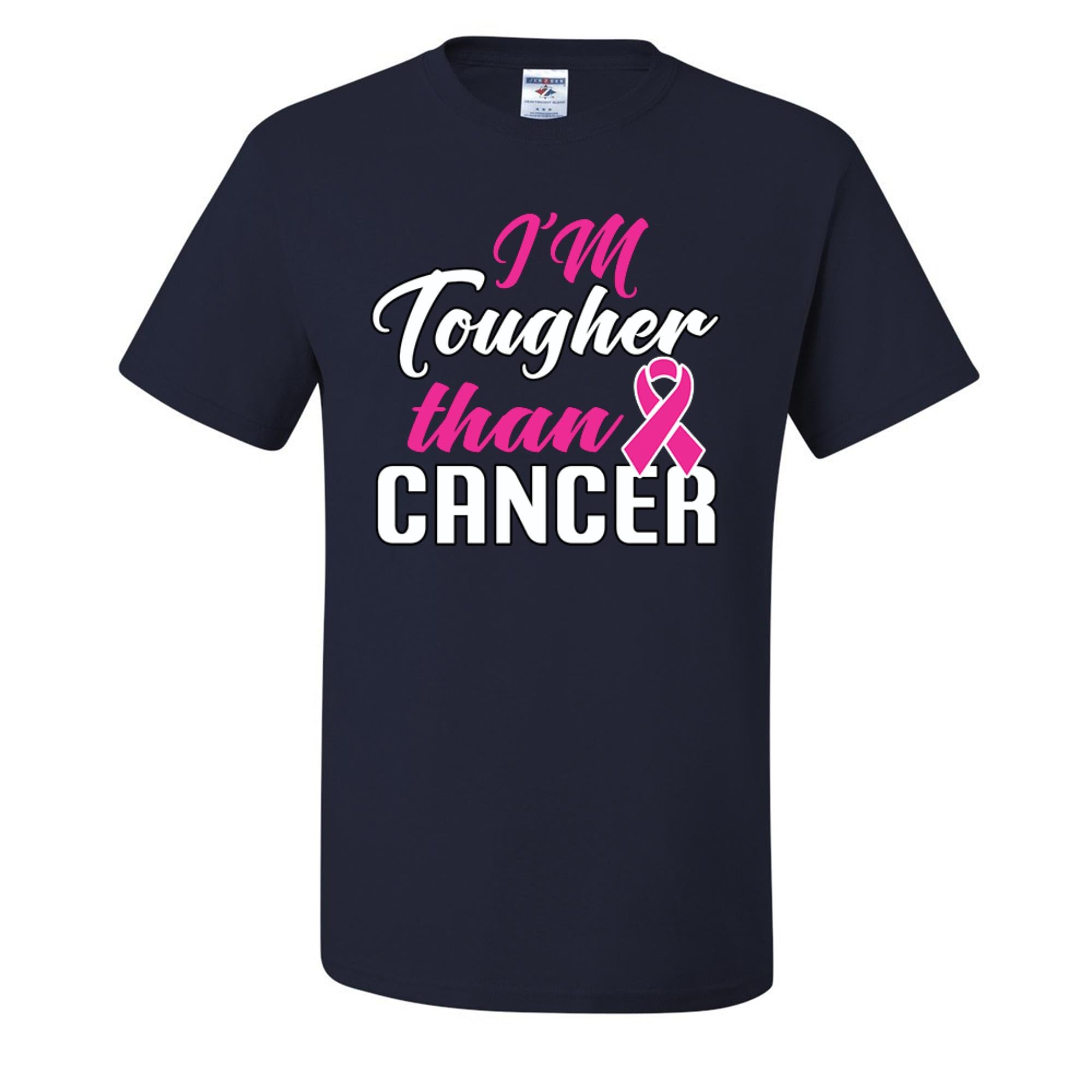 Wild Custom Apparel - 'I'm Tougher Than Cancer' Breast Cancer Awareness Men's T-Shirt - Comfortable Cotton Tee for Support, Fundraising & Survivor Events