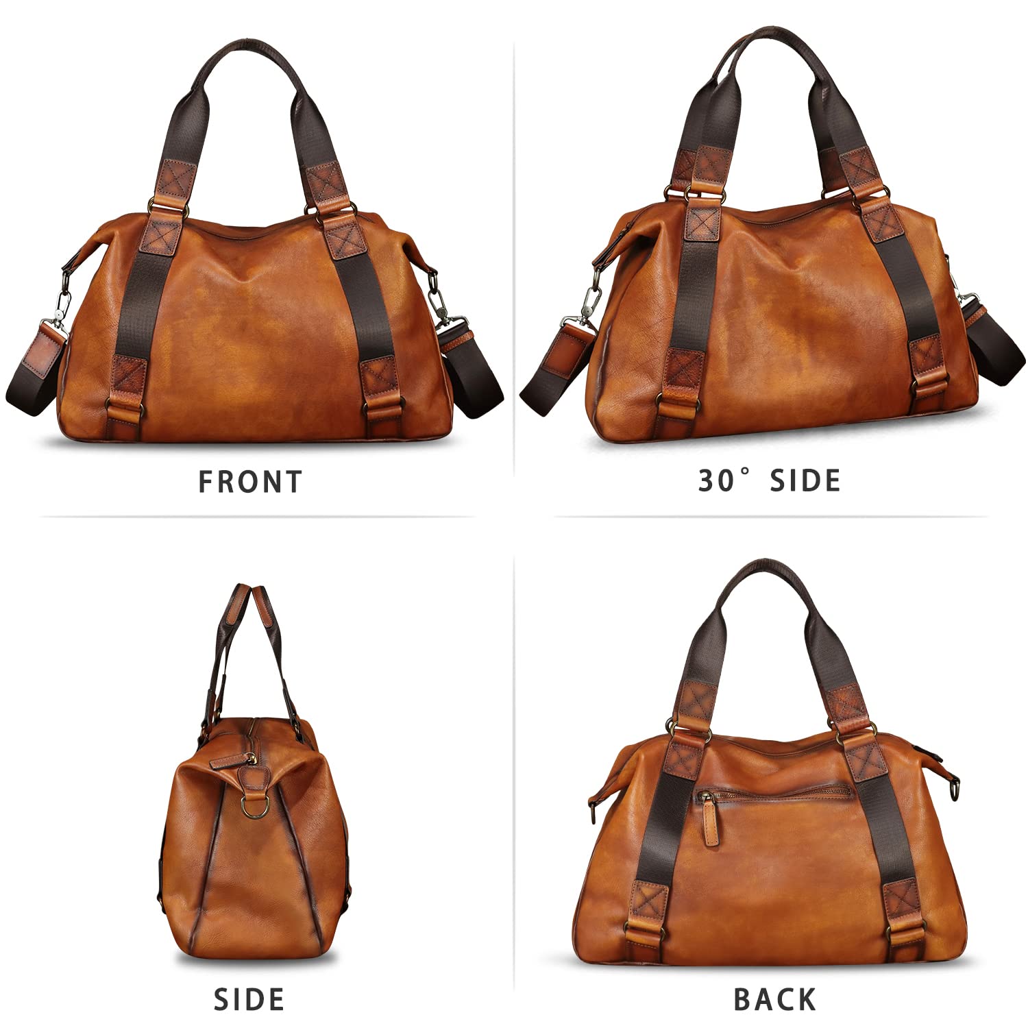 Premium Genuine Leather Duffel Bags for Men & Women - Travel Carry On Handbags, Gym Sports Shoulder Bag - Perfect for Business Trips, Weekend Getaways & Workout Sessions