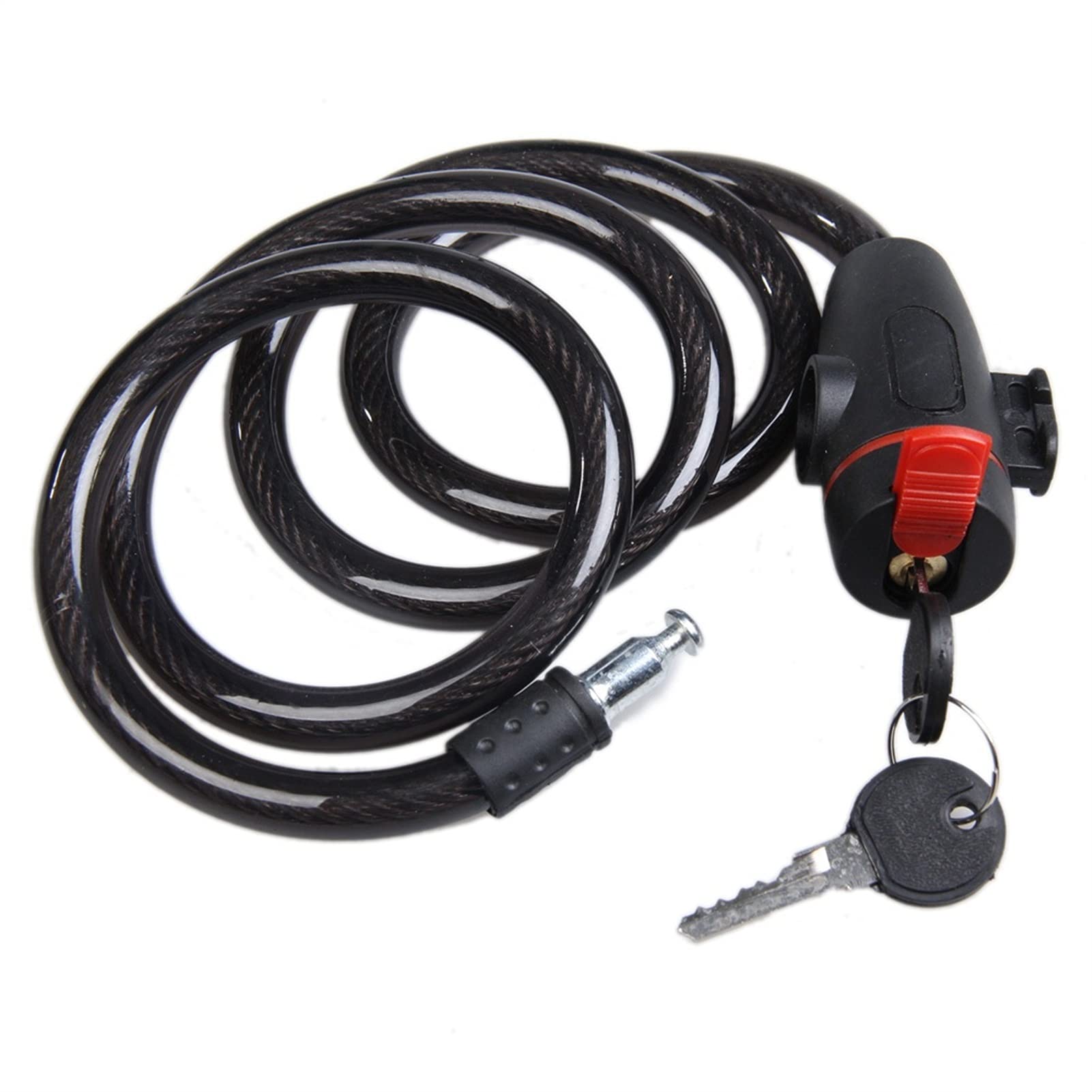 Universal Anti-Theft Bike Lock - Heavy Duty Steel Coil Cable Bicycle & Motorcycle Lock with Key - Durable Plastic+Steel Construction - Perfect for Urban Commuting, Campus Security & Outdoor Cycling (Red)