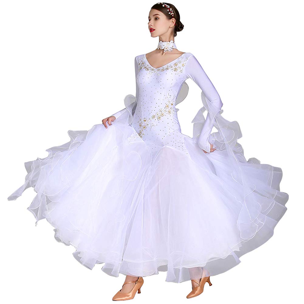 Elegant Ballroom Dance Dresses for Women - Smooth Waltz & Tango Performance Gown with Long Sleeves - Perfect for Swing Dancing, Competitions & Social Events - Professional Latin & Standard Dancewear for Performances & Practice