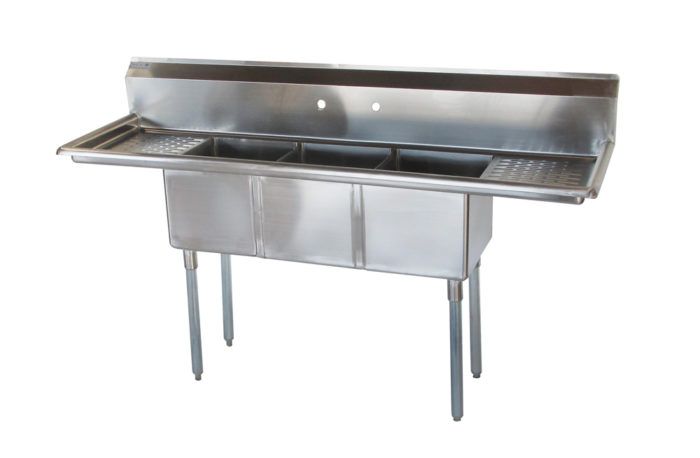 Green World TSCS 3 21 15 3 Tub Sink - Stainless Steel Kitchen Utility Sink with Drain Board for Commercial & Home Use