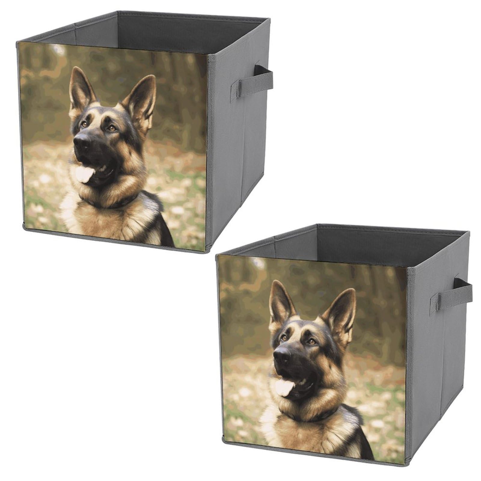 German Shepherd Printed Storage Baskets - 2 Pack Foldable Storage Bins for Home Organization, Pet Supplies & Laundry | Perfect for Bedroom, Closet & Dog Lover Gifts