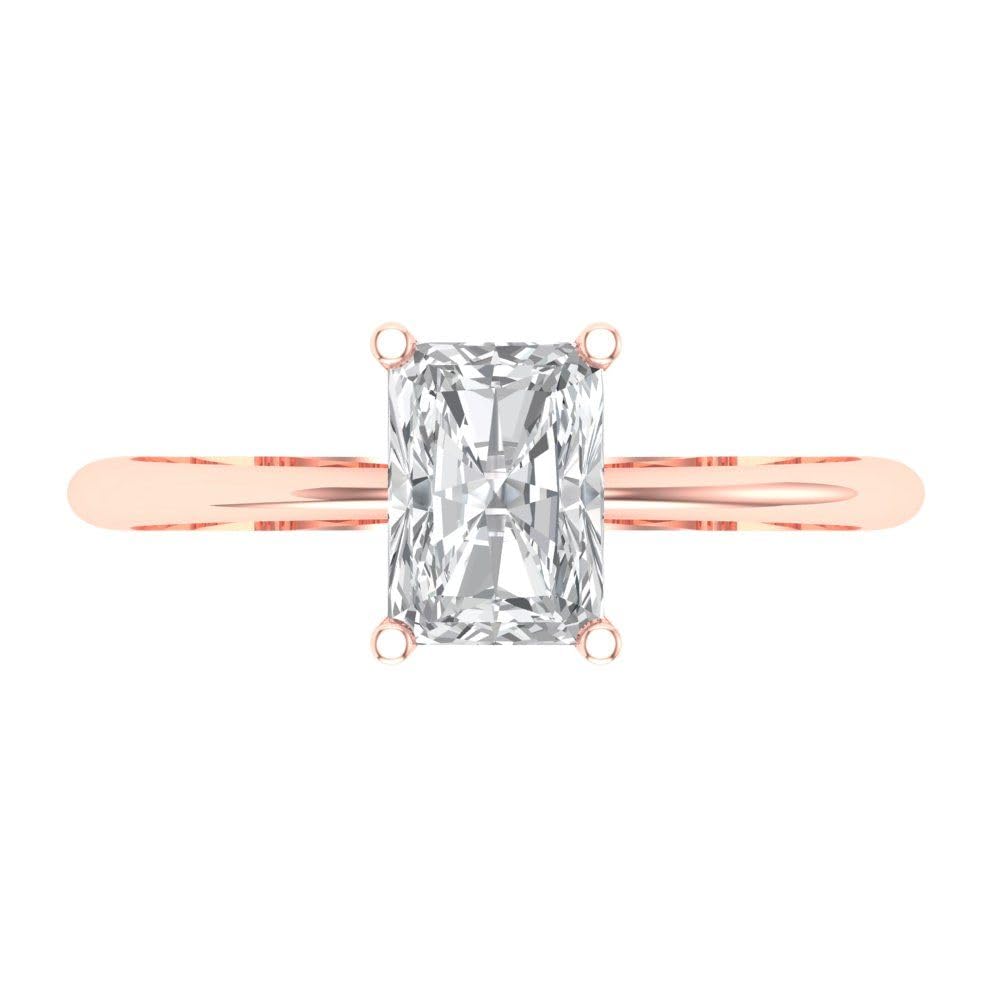 1.0 ct Radiant Cut Lab-Created White Sapphire Engagement Ring - 14k Rose Gold Solitaire Bridal Ring for Women | Anniversary, Proposal, Wedding Jewelry Gift
