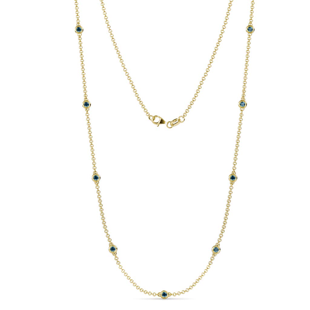 London Blue Topaz 9-Station Necklace 0.70 Carat Total Weight in 14K Yellow Gold - Perfect for Weddings, Anniversaries & Special Occasions