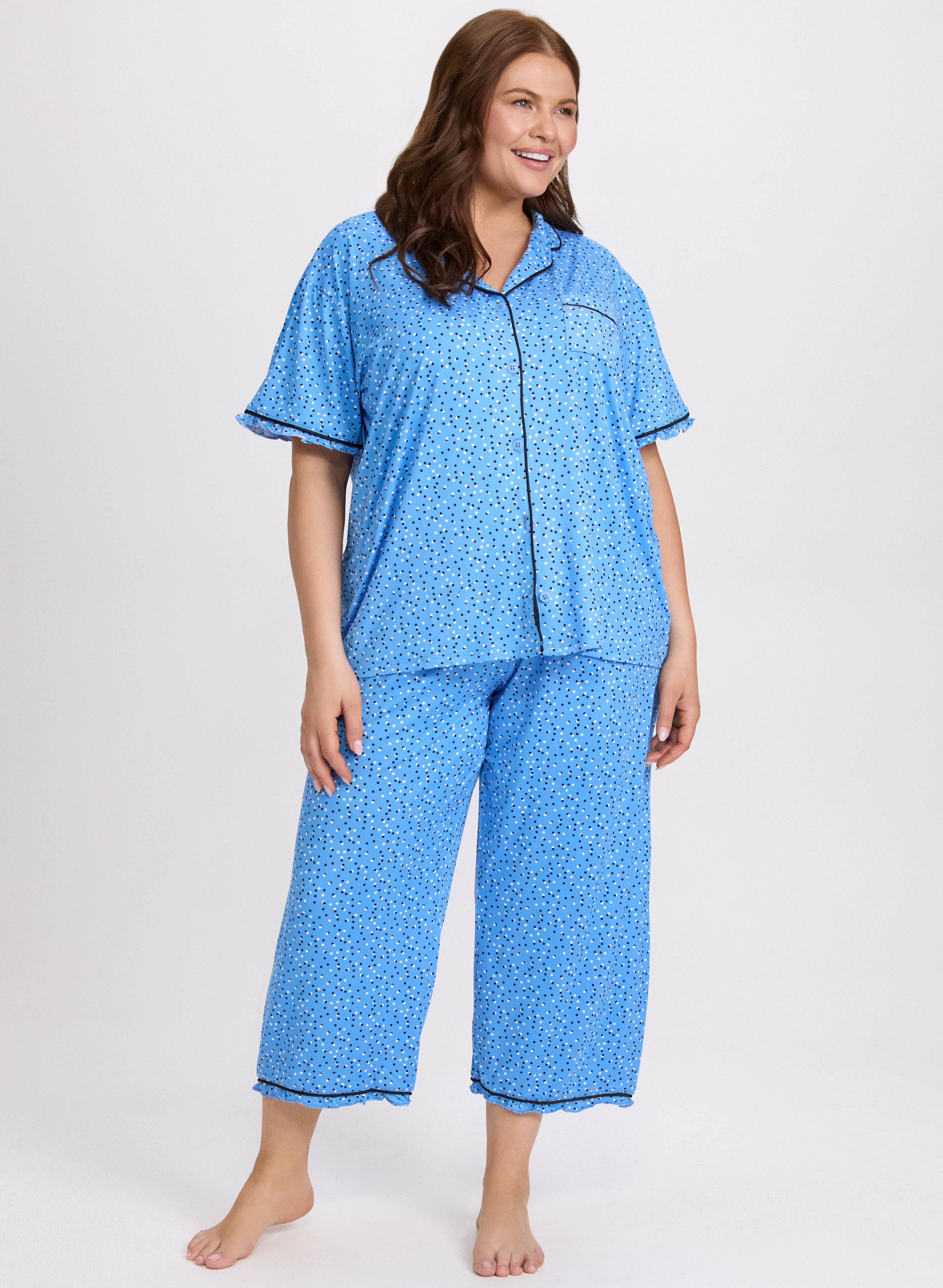 Dot Print Pajama Set for Women - Soft & Comfortable Sleepwear - Perfect for Lounging, Sleeping & Relaxing at Home