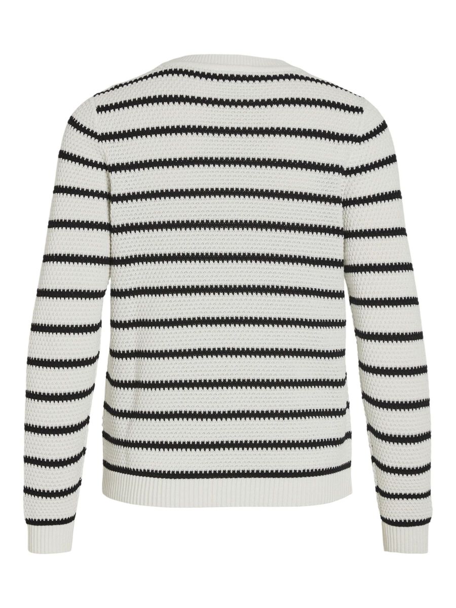 Dalo Striped Jumper Sweater for Women - White and Black Knit Pullover - Perfect for Casual Outfits, Office Wear & Fall Fashion