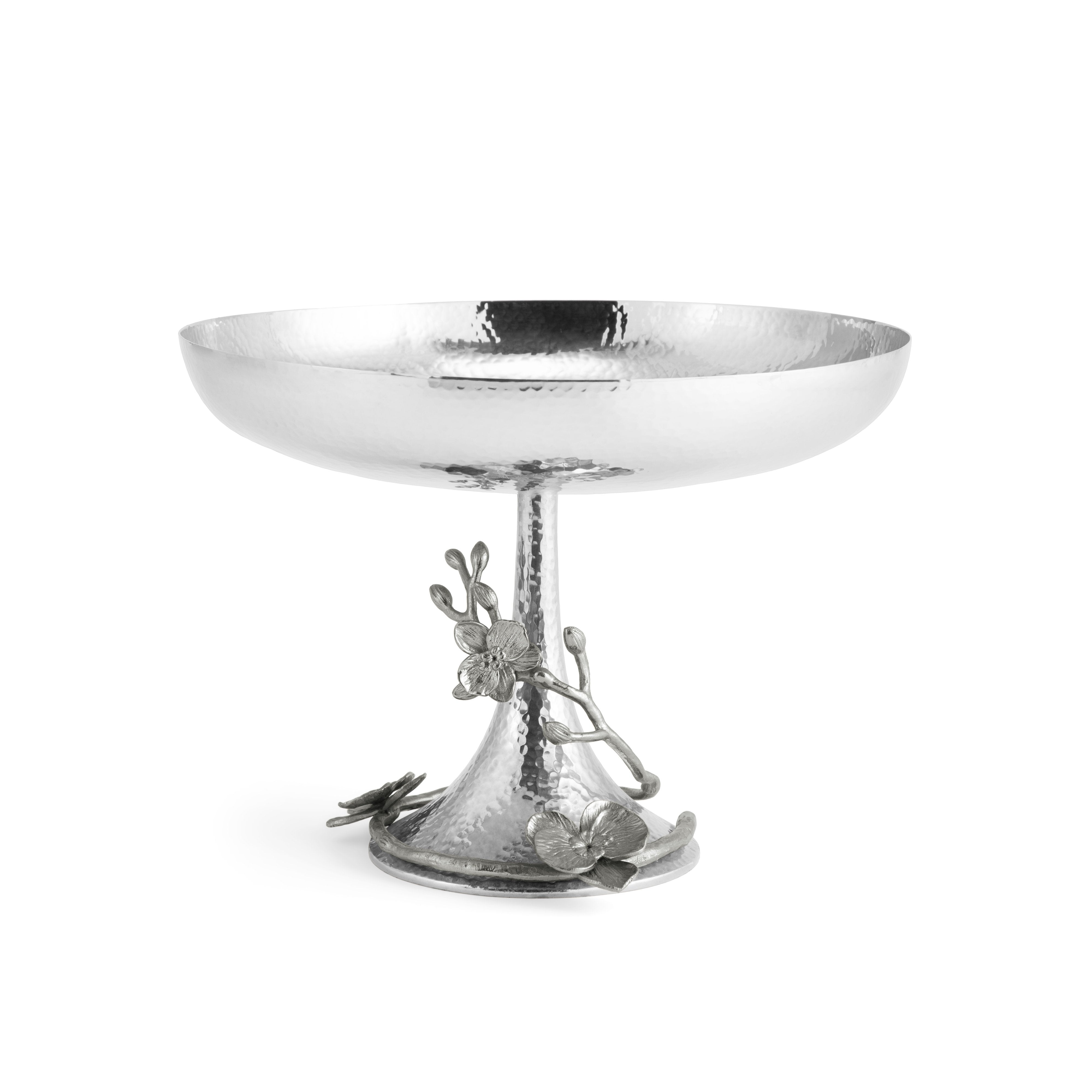 Elegant White Orchid Footed Centerpiece Bowl - Perfect for Wedding Decor, Dining Table Centerpiece, and Home Decoration