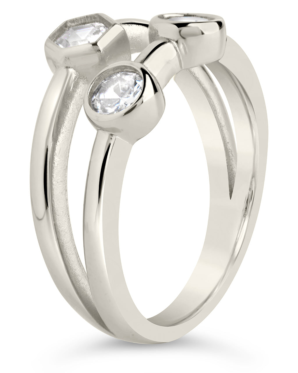 Lou Triple CZ Ring for Women - Elegant Cubic Zirconia Fashion Jewelry - Perfect for Parties, Weddings & Everyday Wear